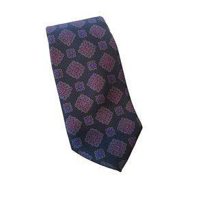 Images Guy Laroche Black Red Blue Tan Abstract Men’s Tie Vintage Short EUC